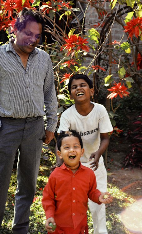 Title: Bashirul Haq with his sons Rene and Partha 1990